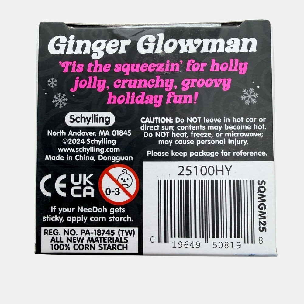 Nee Doh Ginger Glowman Green Scarf Pink Hat Squeeze Ball, RARE! NIB ~ AUTHENTIC! - Picture 6 of 6